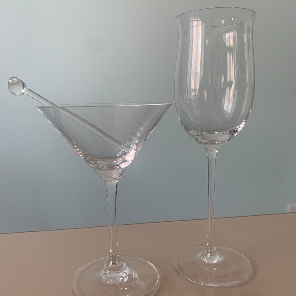 Reidel spirits glass and ac martini glass